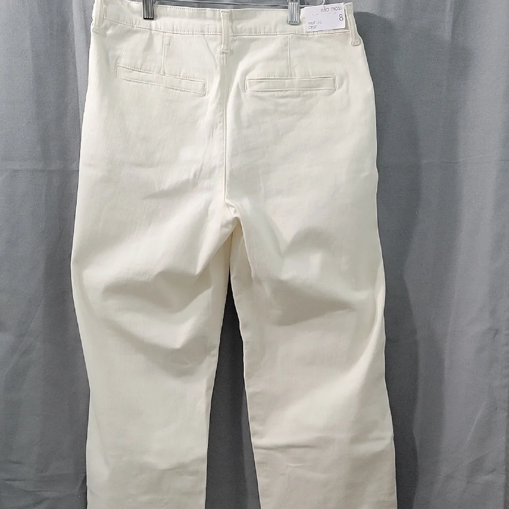 Ella Moss Women’s Wide Leg Crop Pants Cream Size 8